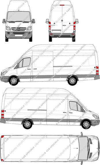 Mercedes-Benz Sprinter, van/transporter, super high roof, extra long, Rear Wing Doors, 2 Sliding Doors (2009)