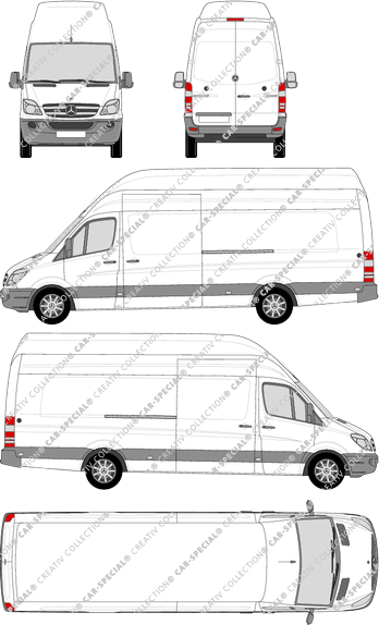 Mercedes-Benz Sprinter, Kastenwagen, Superhochdach, Extralang, Rear Wing Doors, 2 Sliding Doors (2009)