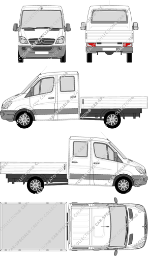 Mercedes-Benz Sprinter, catre, paso de rueda 3665, cabina doble (2009)