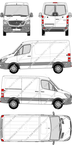 Mercedes-Benz Sprinter, van/transporter, compact, rear window, Rear Wing Doors, 1 Sliding Door (2013)
