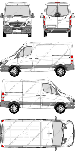 Mercedes-Benz Sprinter, van/transporter, compact, rear window, Rear Wing Doors, 2 Sliding Doors (2013)