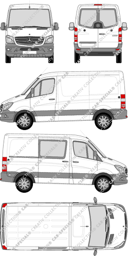 Mercedes-Benz Sprinter, furgone, compact, Heck verglast, rechts teilverglast, Rear Wing Doors, 1 Sliding Door (2013)