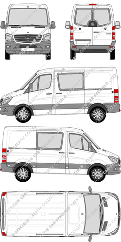 Mercedes-Benz Sprinter, van/transporter, compact, rear window, double cab, Rear Wing Doors, 2 Sliding Doors (2013)
