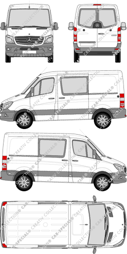 Mercedes-Benz Sprinter, fourgon, Kompakt, Heck verglast, double cabine, Rear Wing Doors, 2 Sliding Doors (2013)