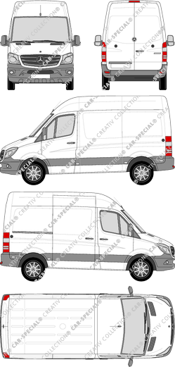 Mercedes-Benz Sprinter, van/transporter, high roof, compact, Rear Wing Doors, 1 Sliding Door (2013)