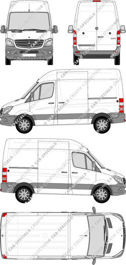 Mercedes-Benz Sprinter, Kastenwagen, Hochdach, Kompakt, Rear Wing Doors, 2 Sliding Doors (2013)