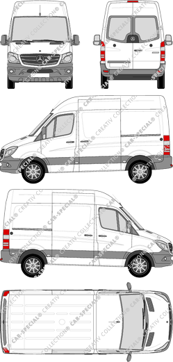 Mercedes-Benz Sprinter, van/transporter, high roof, compact, rear window, Rear Wing Doors, 2 Sliding Doors (2013)