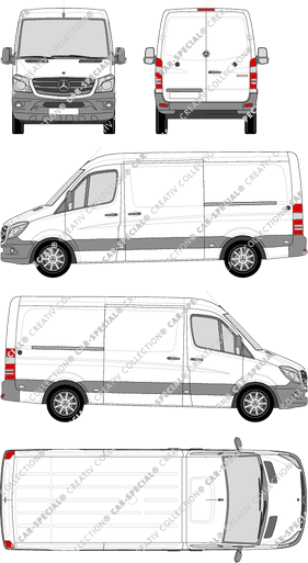 Mercedes-Benz Sprinter, furgone, Standard, Rear Wing Doors, 2 Sliding Doors (2013)