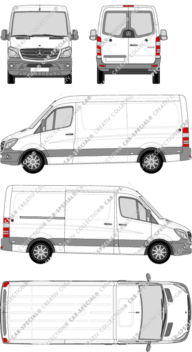 Mercedes-Benz Sprinter, van/transporter, Standard, rear window, Rear Wing Doors, 1 Sliding Door (2013)