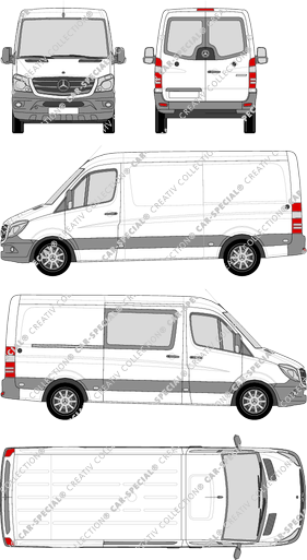 Mercedes-Benz Sprinter, furgone, Standard, Heck verglast, rechts teilverglast, Rear Wing Doors, 1 Sliding Door (2013)