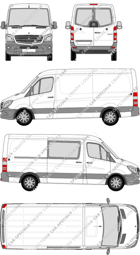 Mercedes-Benz Sprinter, fourgon, Standard, Heck verglast, rechts teilverglast, Rear Wing Doors, 1 Sliding Door (2013)