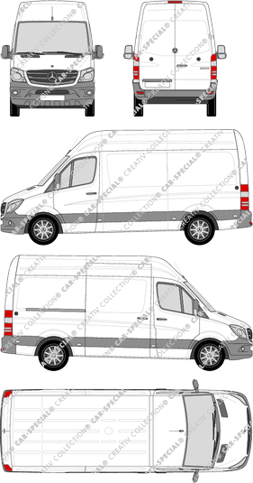 Mercedes-Benz Sprinter, van/transporter, high roof, Standard, Rear Wing Doors, 1 Sliding Door (2013)