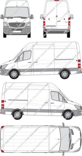 Mercedes-Benz Sprinter, Kastenwagen, Hochdach, Standard, Rear Wing Doors, 2 Sliding Doors (2013)