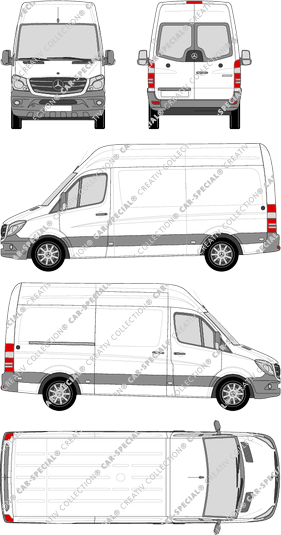 Mercedes-Benz Sprinter, Kastenwagen, Hochdach, Standard, Heck verglast, Rear Wing Doors, 1 Sliding Door (2013)