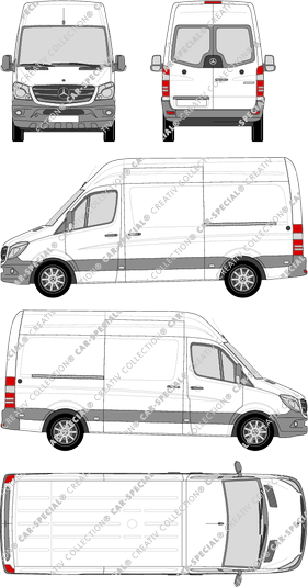 Mercedes-Benz Sprinter, Kastenwagen, Hochdach, Standard, Heck verglast, Rear Wing Doors, 2 Sliding Doors (2013)