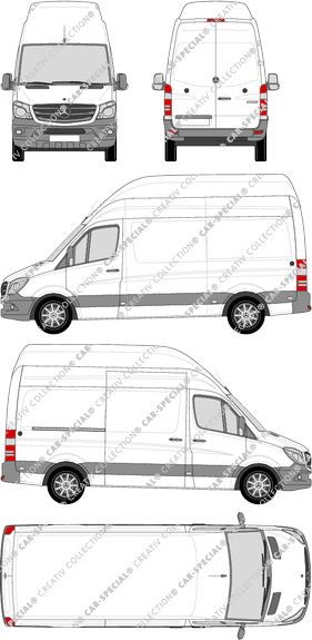 Mercedes-Benz Sprinter, van/transporter, super high roof, Standard, Rear Wing Doors, 1 Sliding Door (2013)