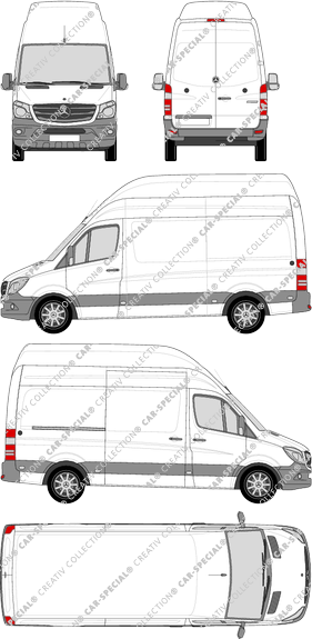 Mercedes-Benz Sprinter, Kastenwagen, Superhochdach, Standard, Rear Wing Doors, 1 Sliding Door (2013)