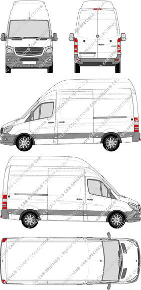 Mercedes-Benz Sprinter, furgone, Superhochdach, Standard, Rear Wing Doors, 2 Sliding Doors (2013)