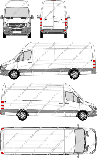 Mercedes-Benz Sprinter, van/transporter, high roof, long, Rear Wing Doors, 1 Sliding Door (2013)