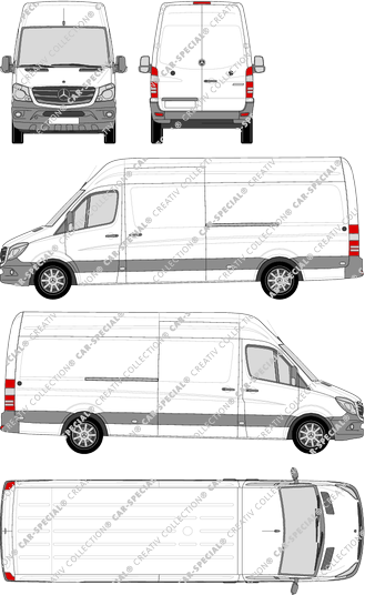 Mercedes-Benz Sprinter, furgone, tetto alto, longue, Rear Wing Doors, 2 Sliding Doors (2013)