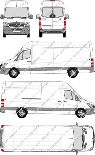 Mercedes-Benz Sprinter, Kastenwagen, Hochdach, Lang, Heck verglast, Rear Wing Doors, 1 Sliding Door (2013)