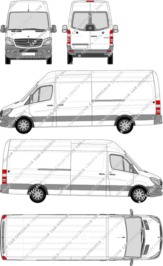 Mercedes-Benz Sprinter, van/transporter, high roof, long, rear window, Rear Wing Doors, 2 Sliding Doors (2013)