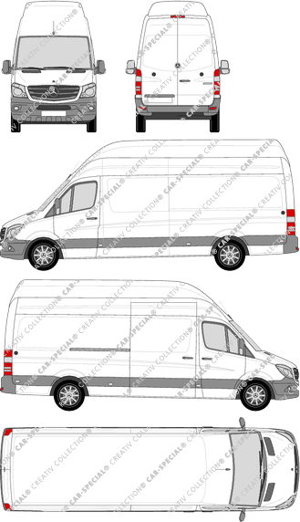 Mercedes-Benz Sprinter, furgón, tejado muy alto, largo, Rear Wing Doors, 1 Sliding Door (2013)