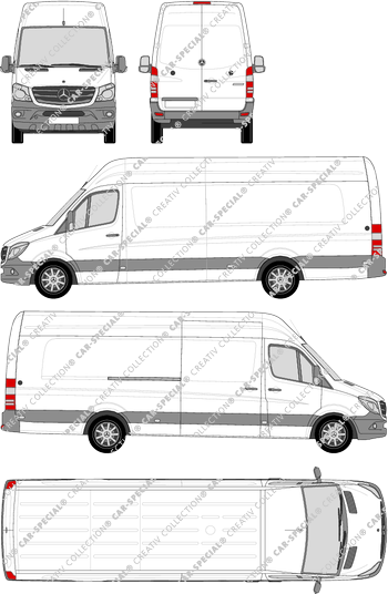 Mercedes-Benz Sprinter, van/transporter, high roof, extra long, Rear Wing Doors, 1 Sliding Door (2013)