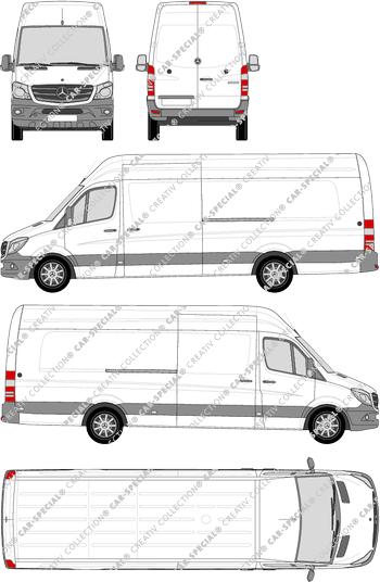 Mercedes-Benz Sprinter, Kastenwagen, Hochdach, Extralang, Rear Wing Doors, 2 Sliding Doors (2013)