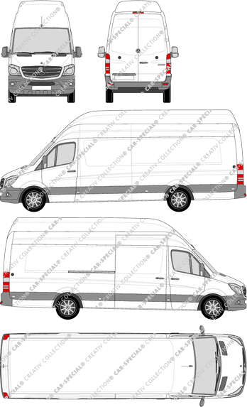Mercedes-Benz Sprinter, furgón, tejado muy alto, especialmente largo, Rear Wing Doors, 1 Sliding Door (2013)