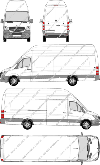 Mercedes-Benz Sprinter, Kastenwagen, Superhochdach, Extralang, Rear Wing Doors, 1 Sliding Door (2013)