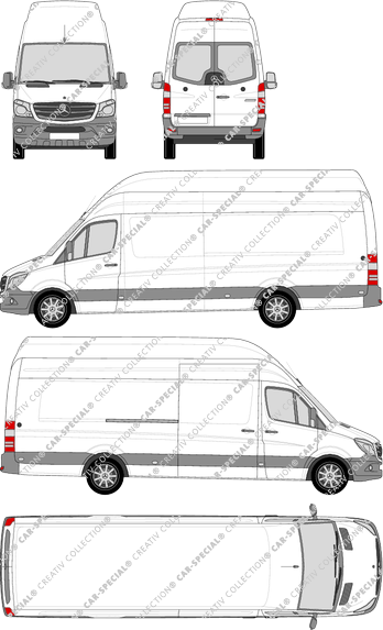 Mercedes-Benz Sprinter, fourgon, toit super haut, Extralang, Heck verglast, Rear Wing Doors, 1 Sliding Door (2013)