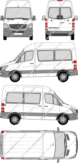 Mercedes-Benz Sprinter, minibus, high roof, compact, Rear Wing Doors, 1 Sliding Door (2013)