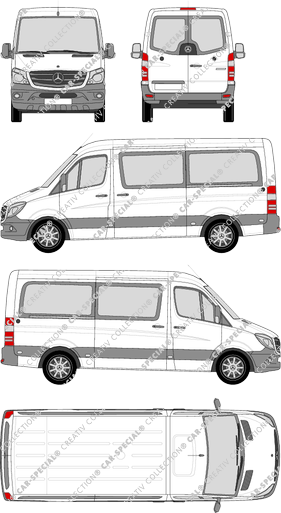 Mercedes-Benz Sprinter, microbús, Standard, Rear Wing Doors, 2 Sliding Doors (2013)