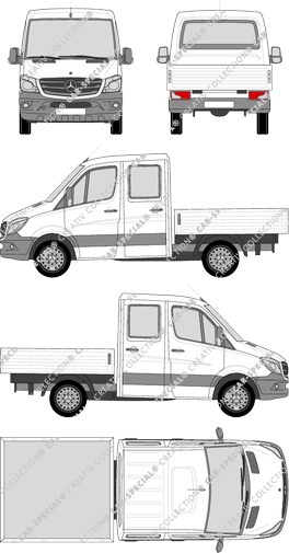 Mercedes-Benz Sprinter, platform, wheelbase 3250, double cab (2013)