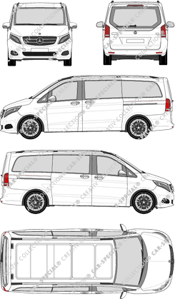 Mercedes-Benz V-Klasse Avantgarde Separat zu öffnende Heckscheibe, Avantgarde, Separat zu öffnende Heckscheibe, microbús, largo, Rear Flap, 2 Sliding Doors (2014)