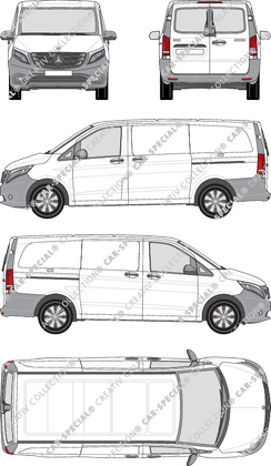Mercedes-Benz Vito, van/transporter, long, rear window, Rear Wing Doors, 2 Sliding Doors (2014)