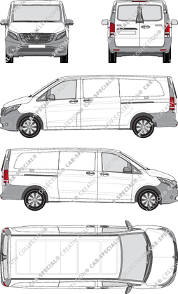 Mercedes-Benz Vito, van/transporter, extra long, rear window, Rear Wing Doors, 2 Sliding Doors (2014)