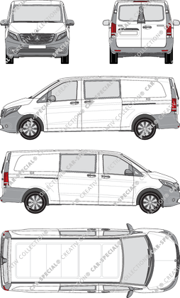 Mercedes-Benz Vito Mixto, Mixto, extra long, rear window, double cab, Rear Wing Doors, 2 Sliding Doors (2014)