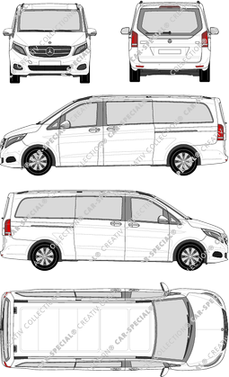 Mercedes-Benz V-Klasse Avantgarde Separat zu öffnende Heckscheibe, Avantgarde, Separat zu öffnende Heckscheibe, camionnette, extra long, Rear Flap, 2 Sliding Doors (2014)