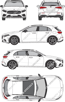 Mercedes-Benz A-Klasse Kompaktlimousine Hayon, 2018–2023 (Merc_808)