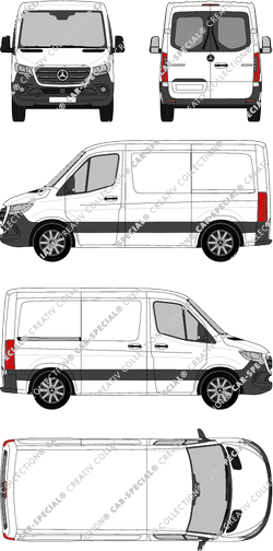 Mercedes-Benz Sprinter, A1, FWD, van/transporter, normal roof, compact, rear window, Rear Wing Doors, 1 Sliding Door (2018)