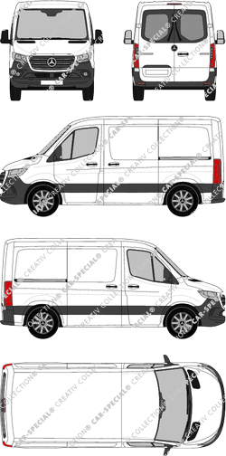 Mercedes-Benz Sprinter, A1, FWD, fourgon, toit normal, Kompakt, Heck verglast, Rear Wing Doors, 2 Sliding Doors (2018)