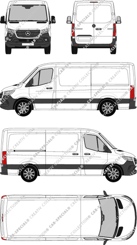 Mercedes-Benz Sprinter, A2, RWD, van/transporter, normal roof, Standard, Rear Wing Doors, 1 Sliding Door (2018)