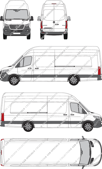 Mercedes-Benz Sprinter, RWD, furgone, Superhochdach, extra long, Rear Wing Doors, 2 Sliding Doors (2018)