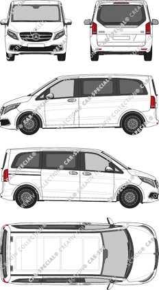 Mercedes-Benz V-Klasse Separat zu öffnende Heckscheibe, Separat zu öffnende Heckscheibe, minibus, compact, Rear Flap, 1 Sliding Door (2019)