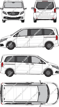 Mercedes-Benz V-Klasse Separat zu öffnende Heckscheibe, Separat zu öffnende Heckscheibe, microbús, compacto, Rear Flap, 2 Sliding Doors (2019)