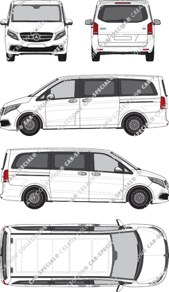 Mercedes-Benz V-Klasse, microbús, largo, Rear Flap, 2 Sliding Doors (2019)