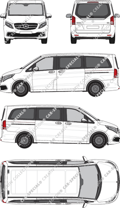 Mercedes-Benz V-Klasse Separat zu öffnende Heckscheibe, Separat zu öffnende Heckscheibe, camionnette, longue, Rear Flap, 2 Sliding Doors (2019)