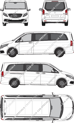 Mercedes-Benz V-Klasse Separat zu öffnende Heckscheibe, Separat zu öffnende Heckscheibe, minibus, extra long, Rear Flap, 1 Sliding Door (2019)